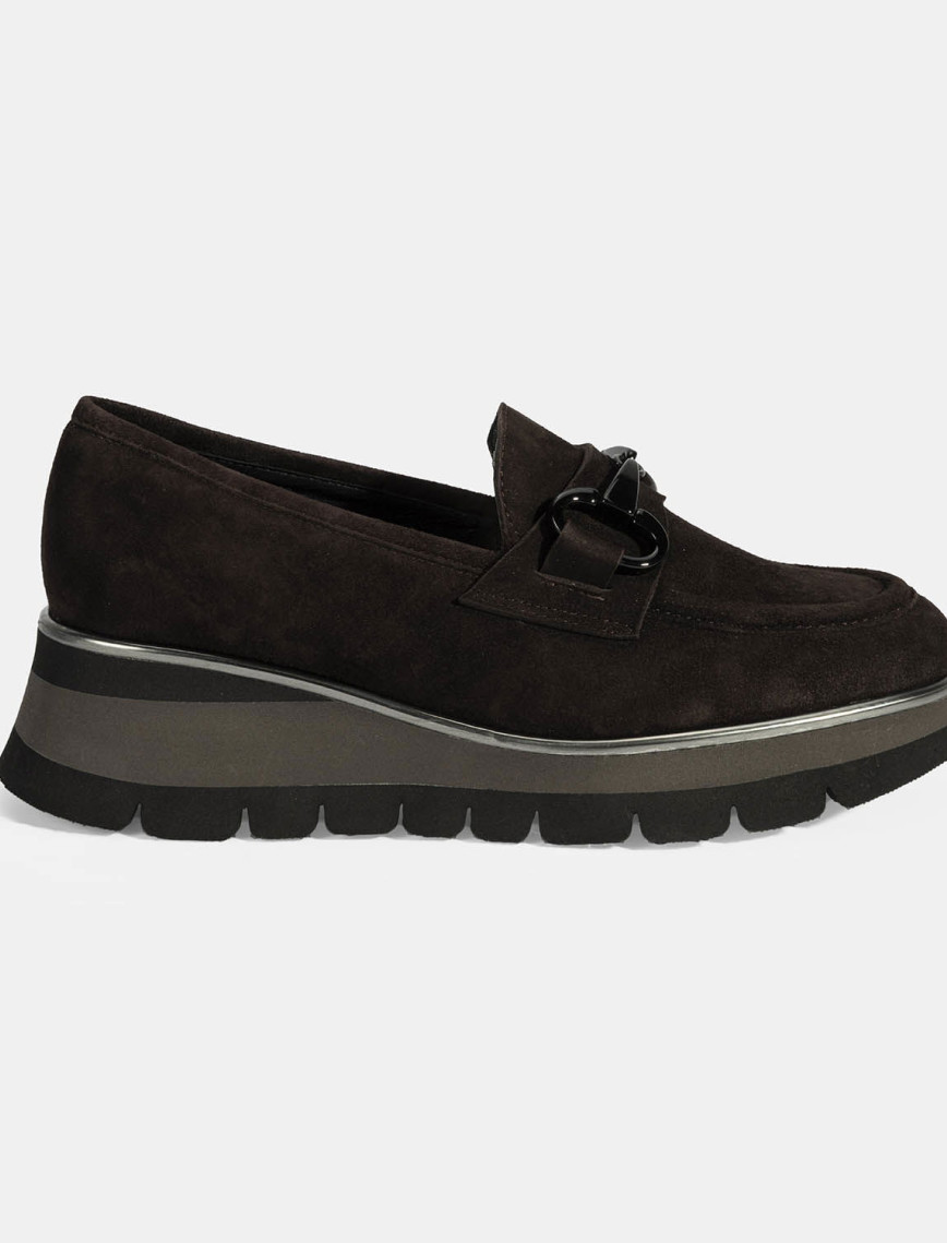 Luca Grossi Kadın Kahve Toka Detaylı Dolgu Topuklu Süet Loafer Luca Grossi Kadın Kahve Toka Detaylı Dolgu Topuklu Süet Loafer