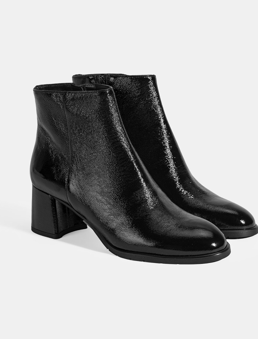 Luca Grossi Kadın Siyah Fermuarlı Topuklu Rugan Bot Luca Grossi Kadın Siyah Fermuarlı Topuklu Rugan Bot