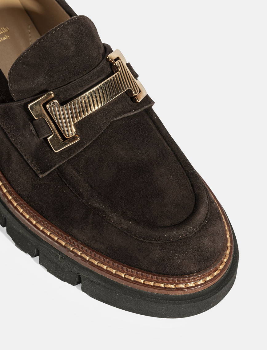 Luca Grossi Kadın Kahve Toka Detaylı Süet Loafer Luca Grossi Kadın Kahve Toka Detaylı Süet Loafer