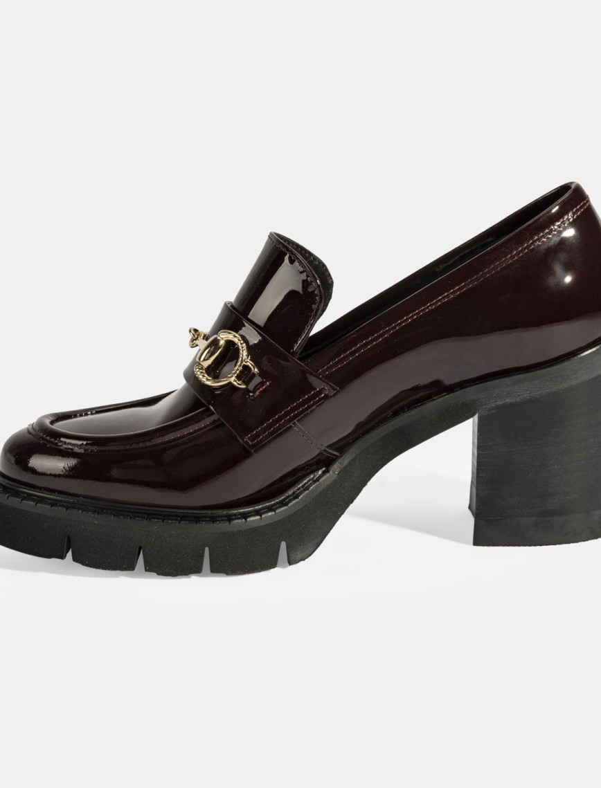 Luca Grossi Kadın Bordo Toka Detaylı Topuklu Rugan Loafer Luca Grossi Kadın Bordo Toka Detaylı Topuklu Rugan Loafer