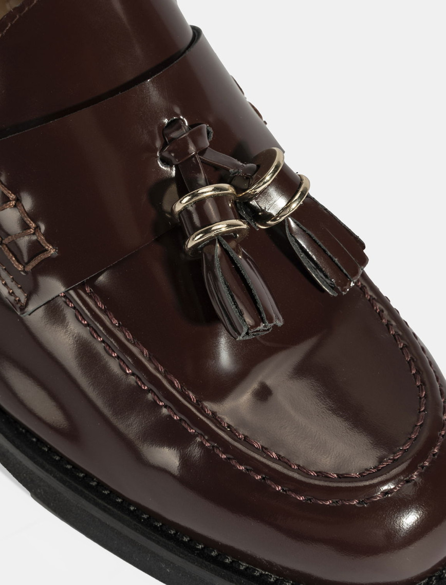 Luca Grossi Kadın Bordo Püskül Detaylı Deri Loafer Luca Grossi Kadın Bordo Püskül Detaylı Deri Loafer