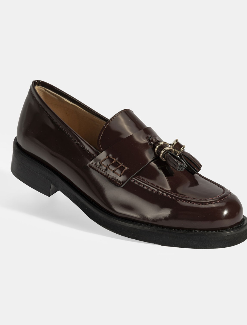 Luca Grossi Kadın Bordo Püskül Detaylı Deri Loafer Luca Grossi Kadın Bordo Püskül Detaylı Deri Loafer