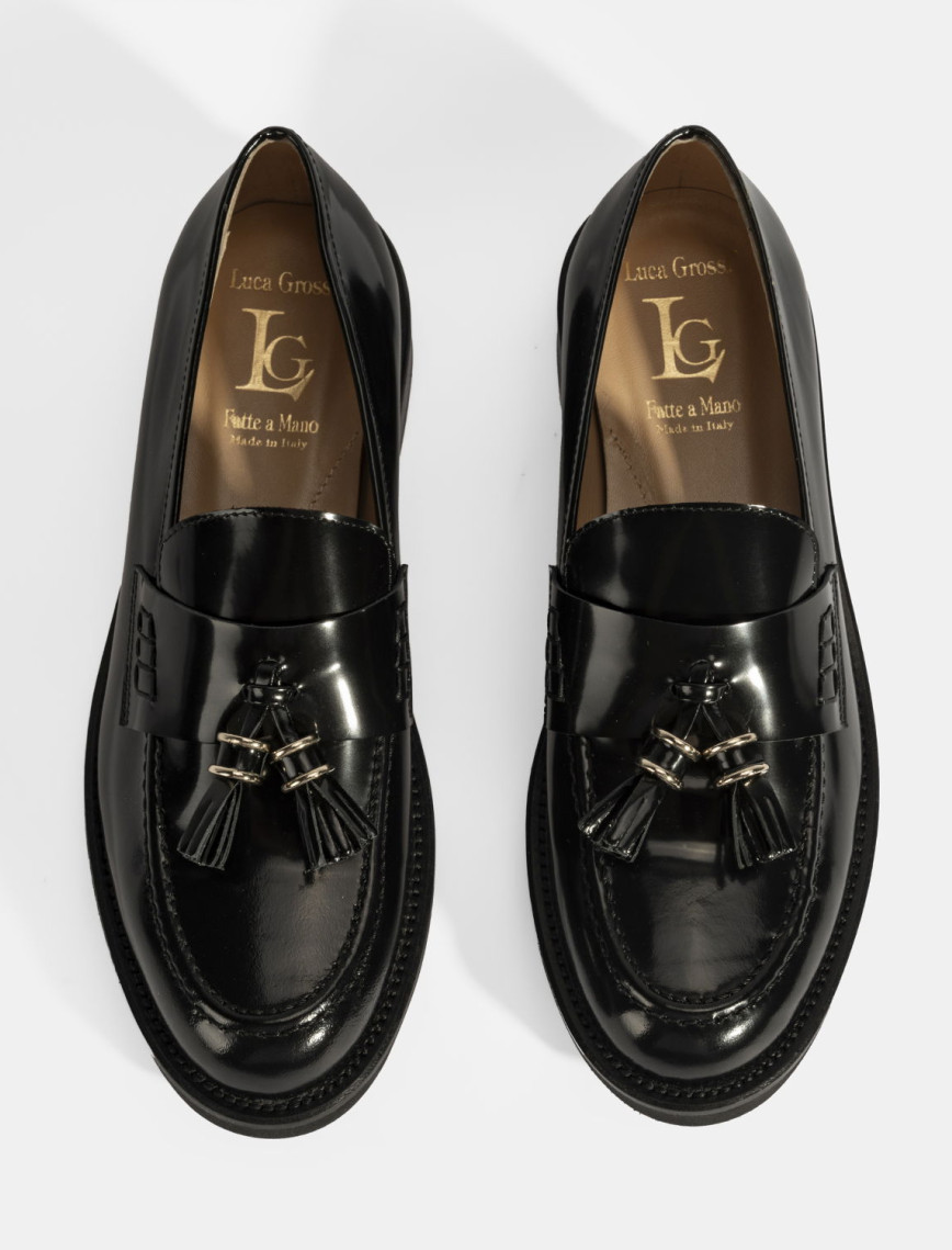 Luca Grossi Kadın Siyah Püskül Detaylı Deri Loafer Luca Grossi Kadın Siyah Püskül Detaylı Deri Loafer