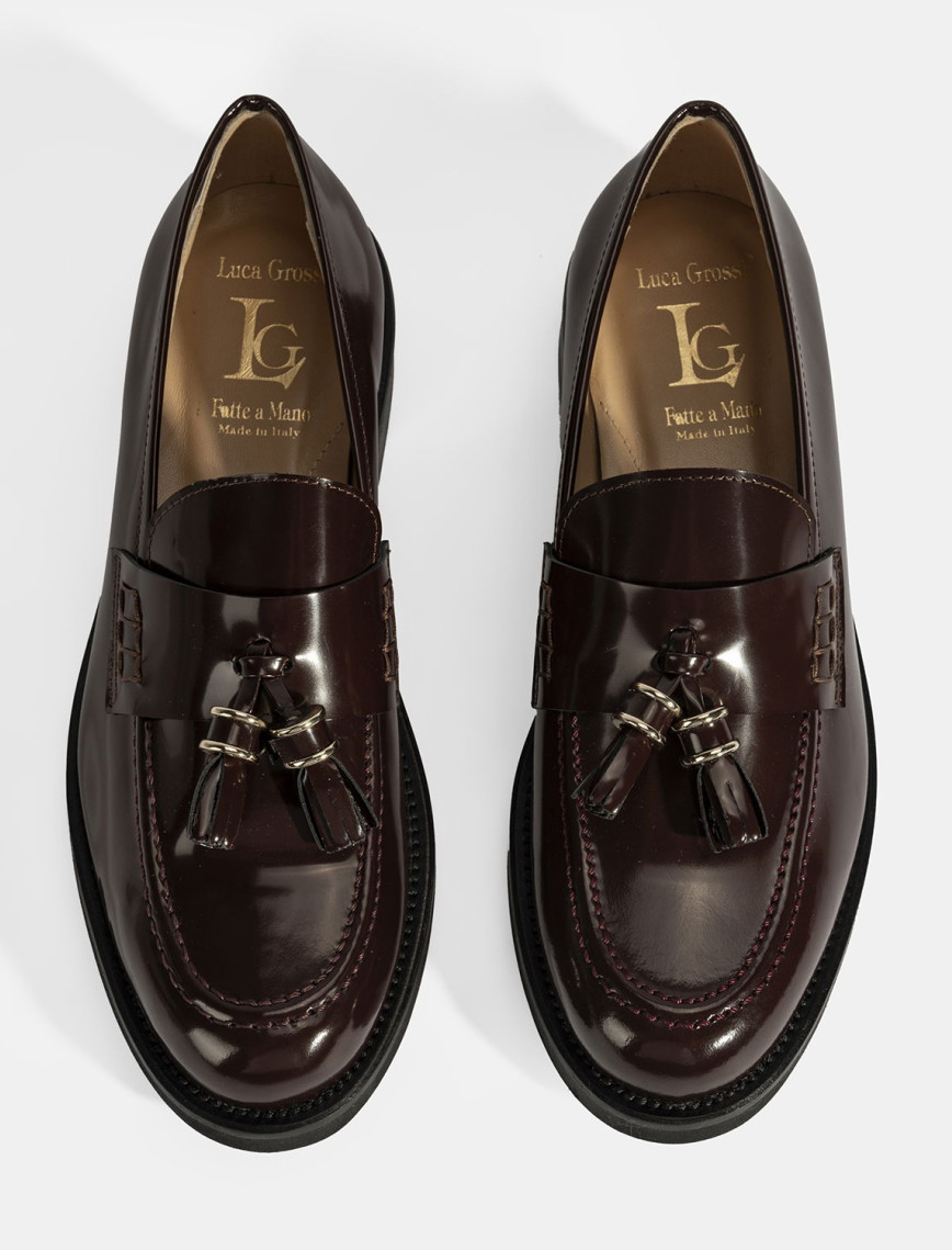 Luca Grossi Kadın Bordo Püskül Detaylı Deri Loafer Luca Grossi Kadın Bordo Püskül Detaylı Deri Loafer