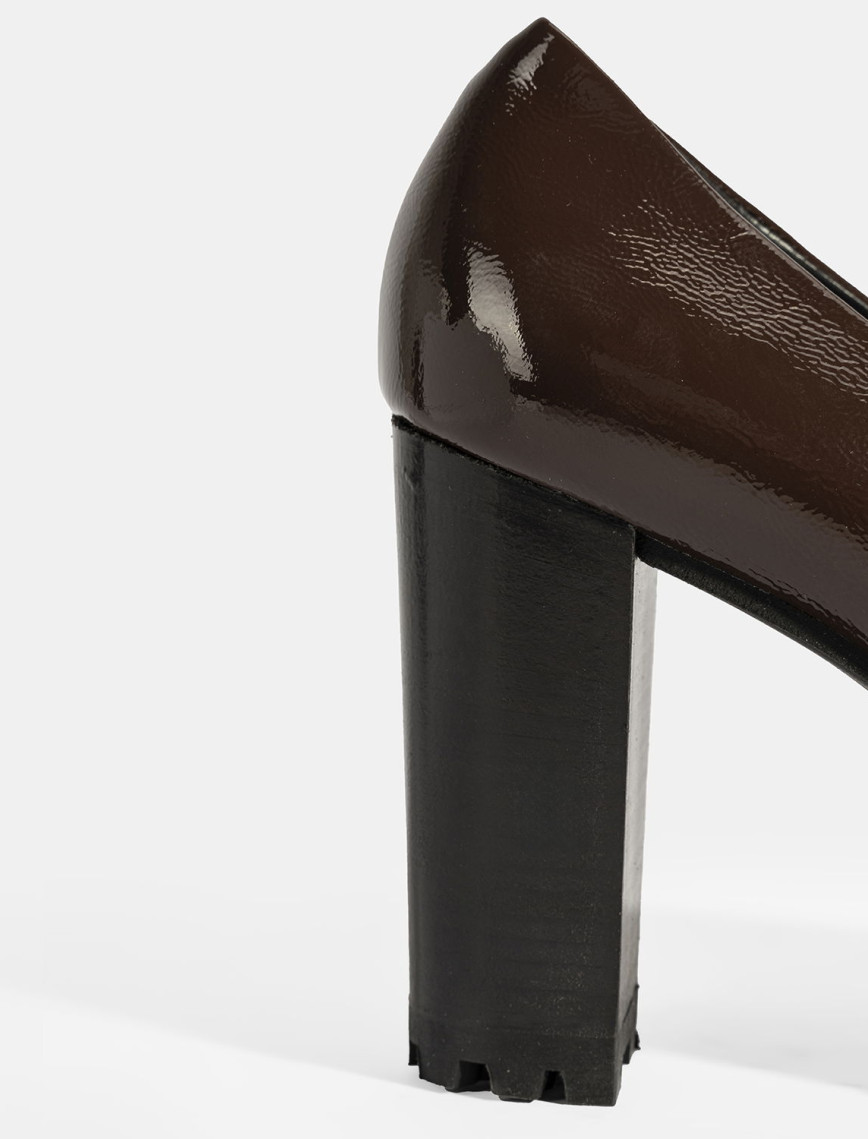 Luca Grossi Kadın Kahve Platform Topuklu Rugan Ayakkabı