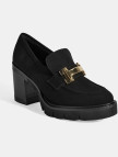 Luca Grossi Kadın Siyah Toka Aksesuarlı Topuklu Süet Loafer Luca Grossi Kadın Siyah Toka Aksesuarlı Topuklu Süet Loafer