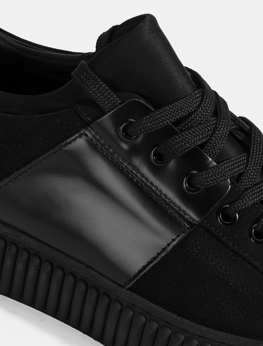 Erkek Siyah Bağcıklı Deri Spor Ayakkabı Erkek Siyah Bağcıklı Deri Spor Ayakkabı