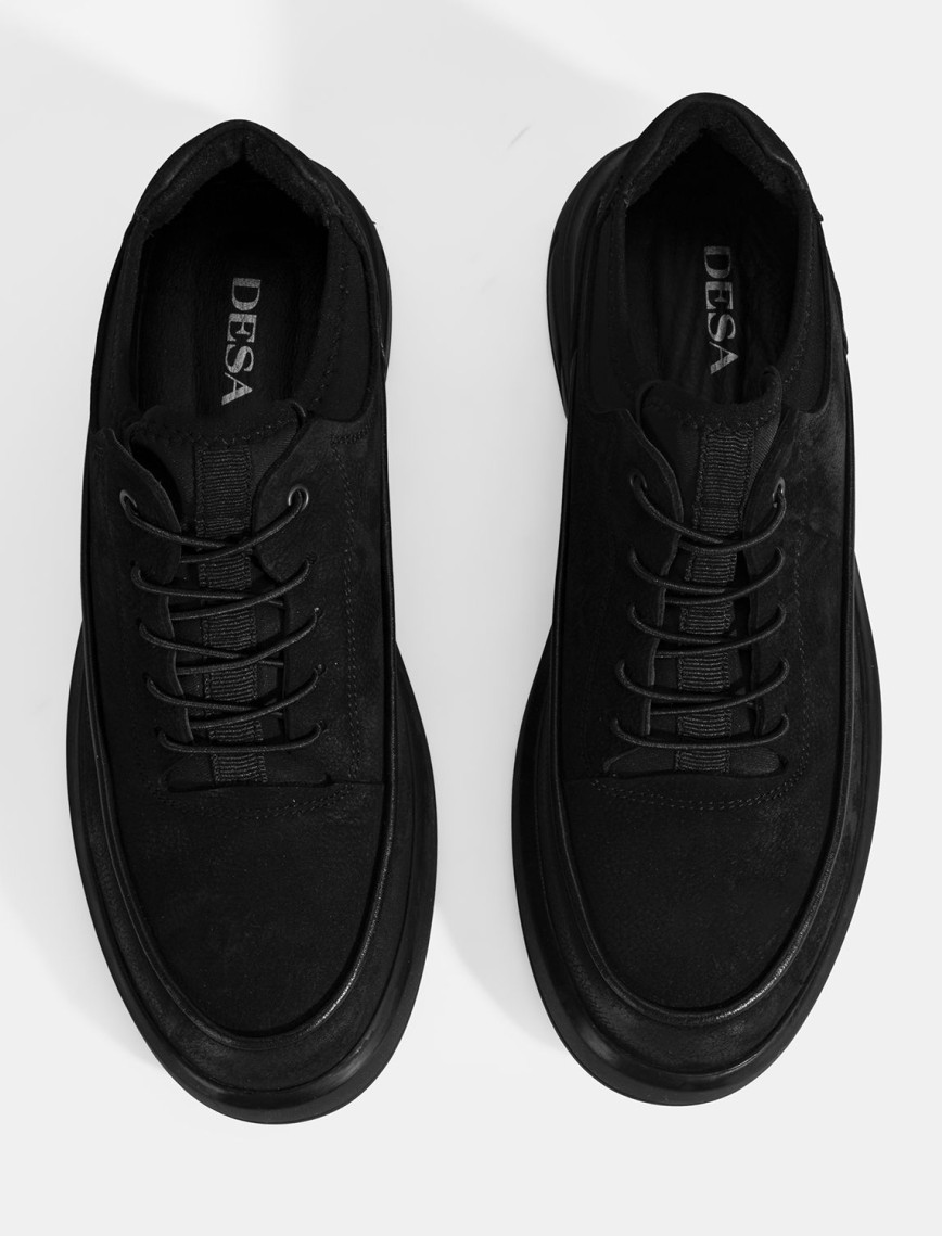 Erkek Siyah Bağcıklı Nubuk Deri Spor Ayakkabı Erkek Siyah Bağcıklı Nubuk Deri Spor Ayakkabı