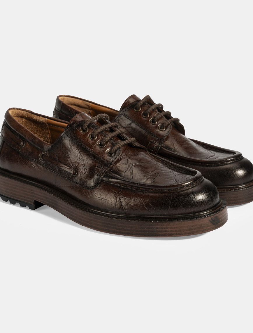 Erkek Siyah Bağcıklı Deri Günlük Ayakkabı Erkek Siyah Bağcıklı Deri Günlük Ayakkabı