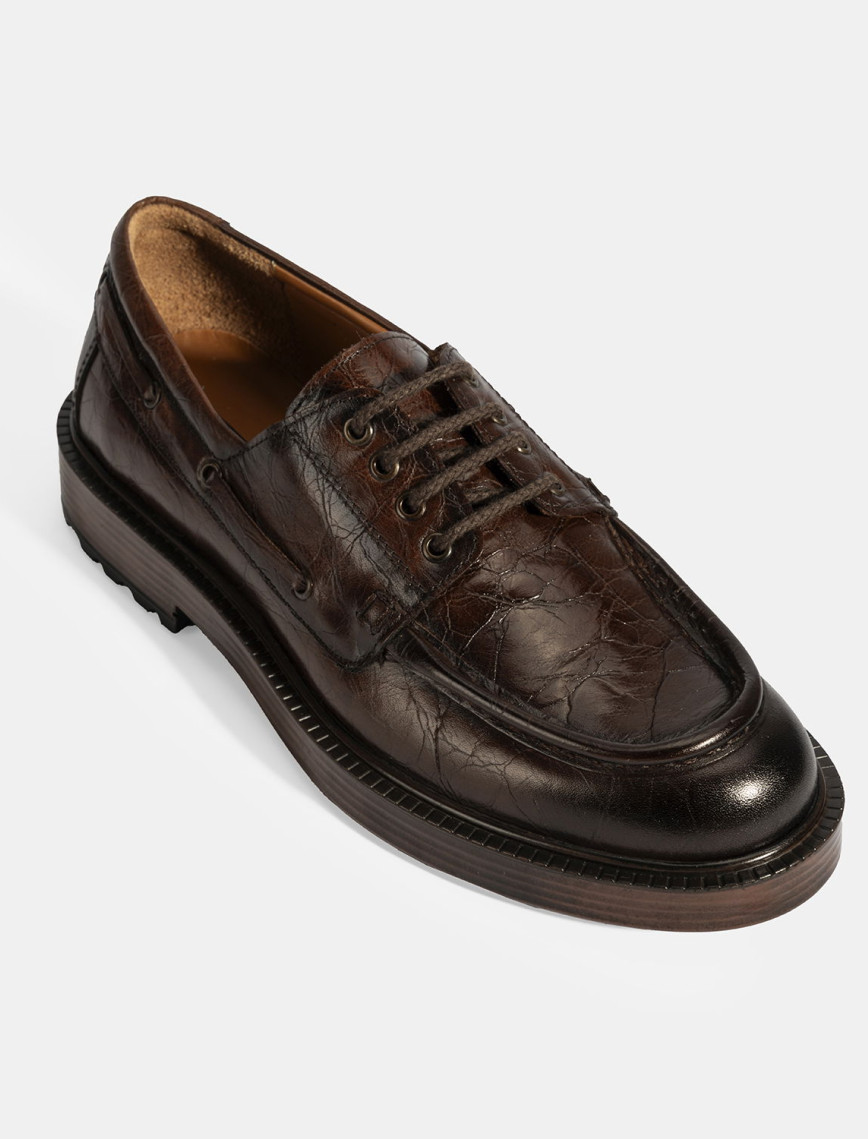 Erkek Kahve Bağcıklı Deri Günlük Ayakkabı Erkek Kahve Bağcıklı Deri Günlük Ayakkabı