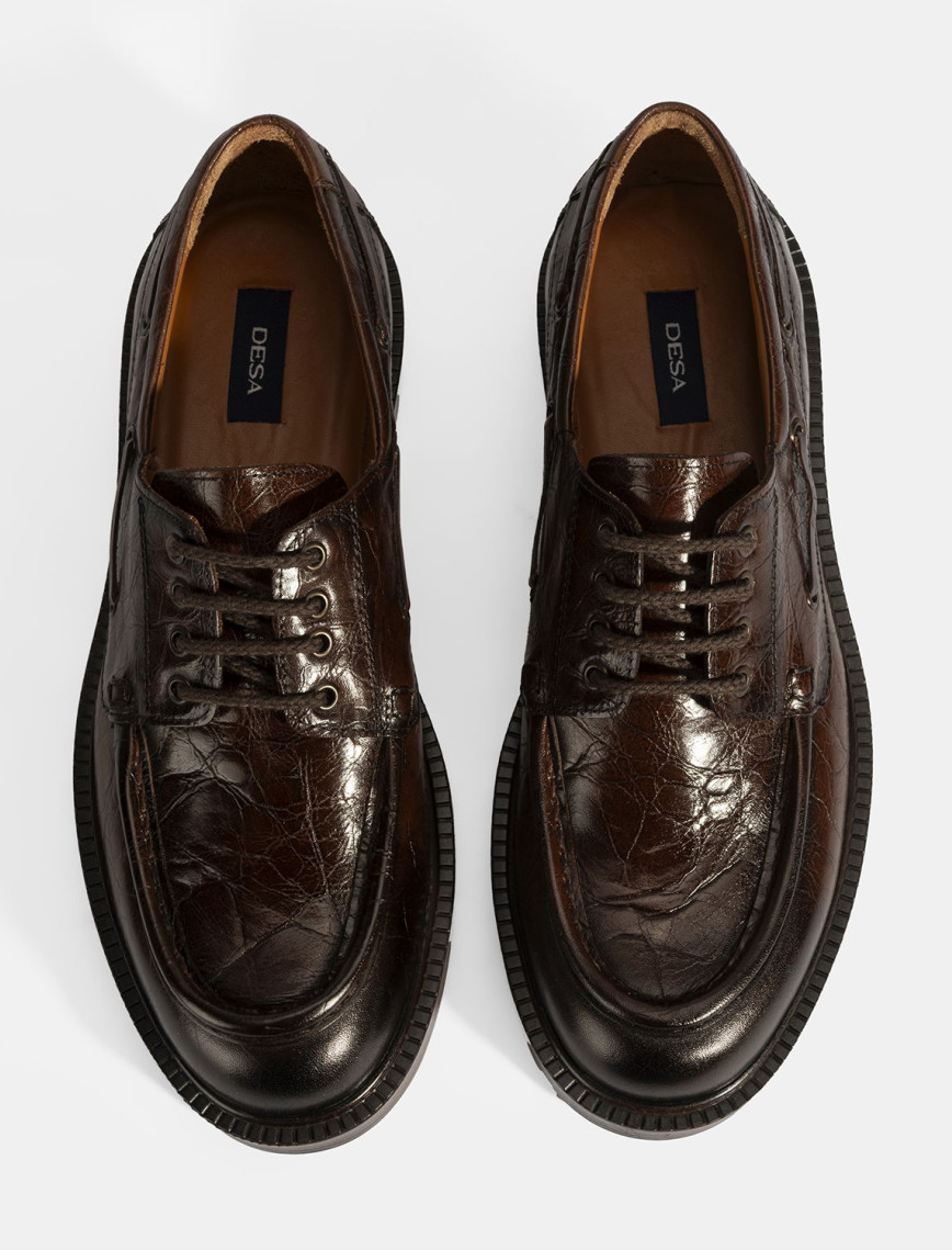 Erkek Kahve Bağcıklı Deri Günlük Ayakkabı Erkek Kahve Bağcıklı Deri Günlük Ayakkabı