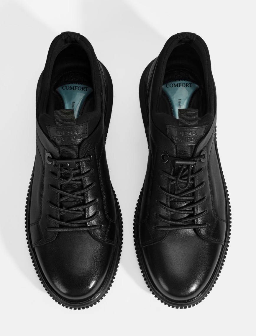 Erkek Siyah DesaComfort Bağcıklı Deri Günlük Ayakkabı Erkek Siyah DesaComfort Bağcıklı Deri Günlük Ayakkabı