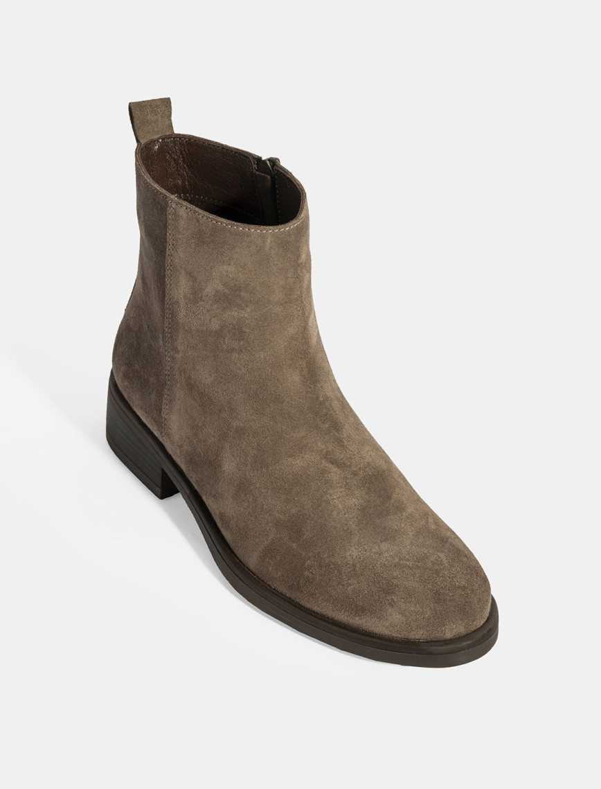 Kadın Kahve Fermuarlı Süet Deri Bot Kadın Kahve Fermuarlı Süet Deri Bot