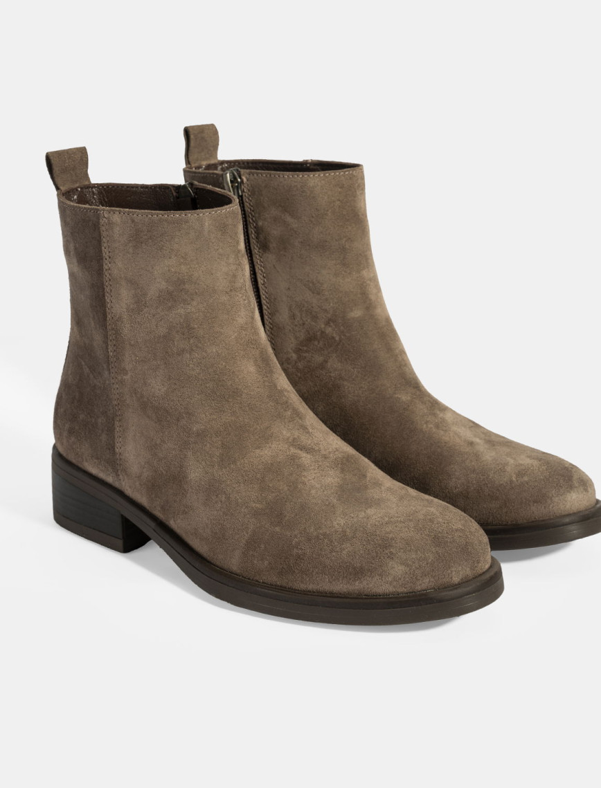 Kadın Kahve Fermuarlı Süet Deri Bot Kadın Kahve Fermuarlı Süet Deri Bot