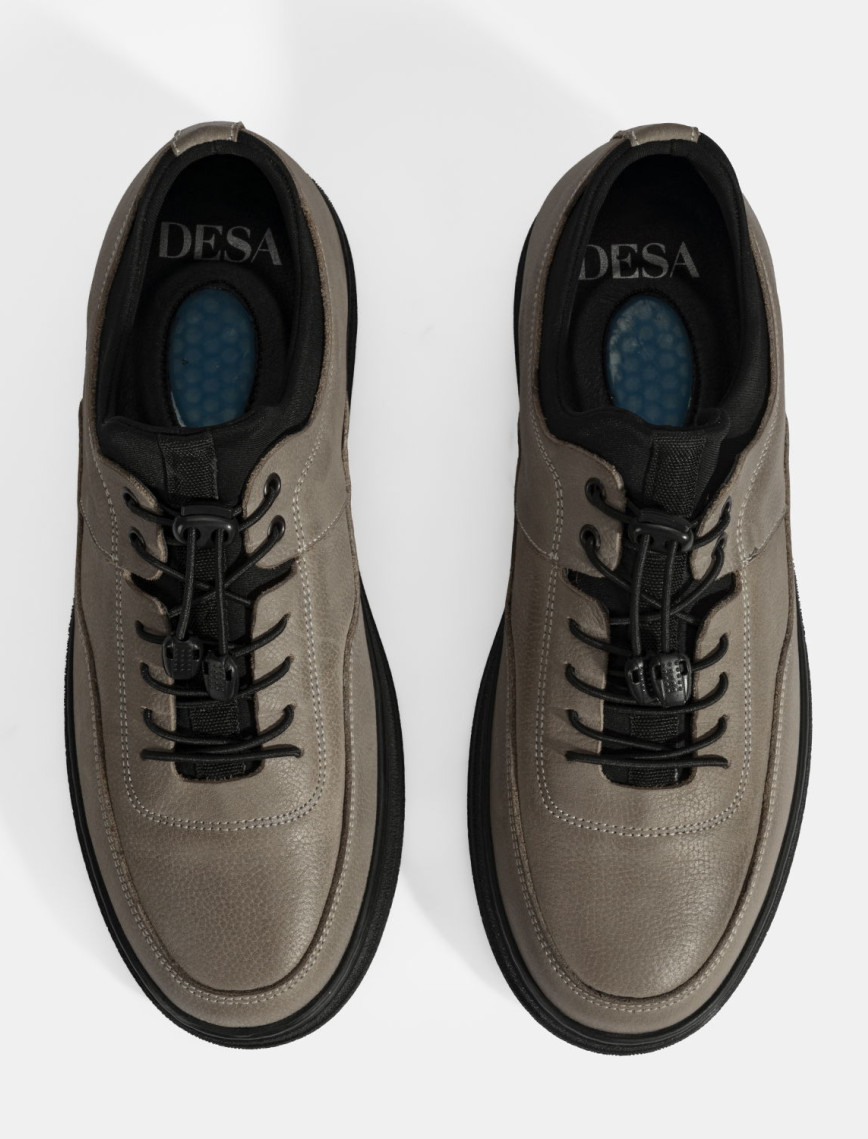 Erkek Gri Bağcıklı Nubuk Deri Günlük Ayakkabı Erkek Gri Bağcıklı Nubuk Deri Günlük Ayakkabı