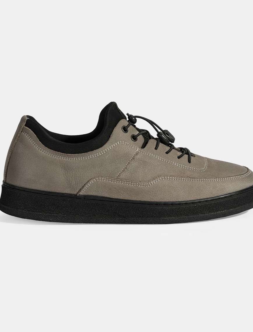 Erkek Gri Bağcıklı Nubuk Deri Günlük Ayakkabı Erkek Gri Bağcıklı Nubuk Deri Günlük Ayakkabı
