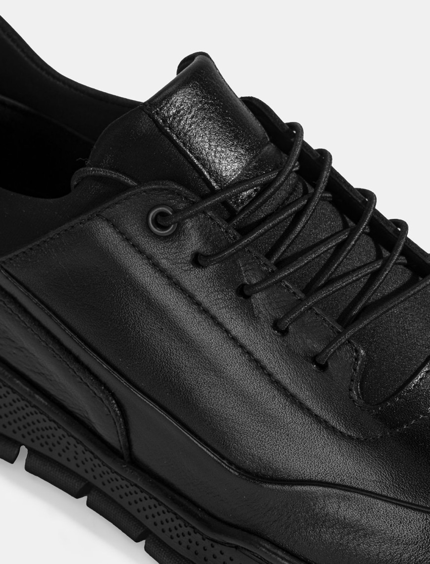 Erkek Siyah Bağcıklı Deri Spor Ayakkabı Erkek Siyah Bağcıklı Deri Spor Ayakkabı