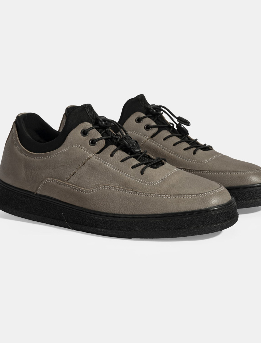 Erkek Gri Bağcıklı Nubuk Deri Günlük Ayakkabı Erkek Gri Bağcıklı Nubuk Deri Günlük Ayakkabı