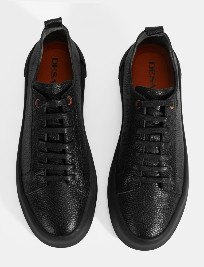 Erkek Siyah Bağcıklı Deri Günlük Ayakkabı Erkek Siyah Bağcıklı Deri Günlük Ayakkabı