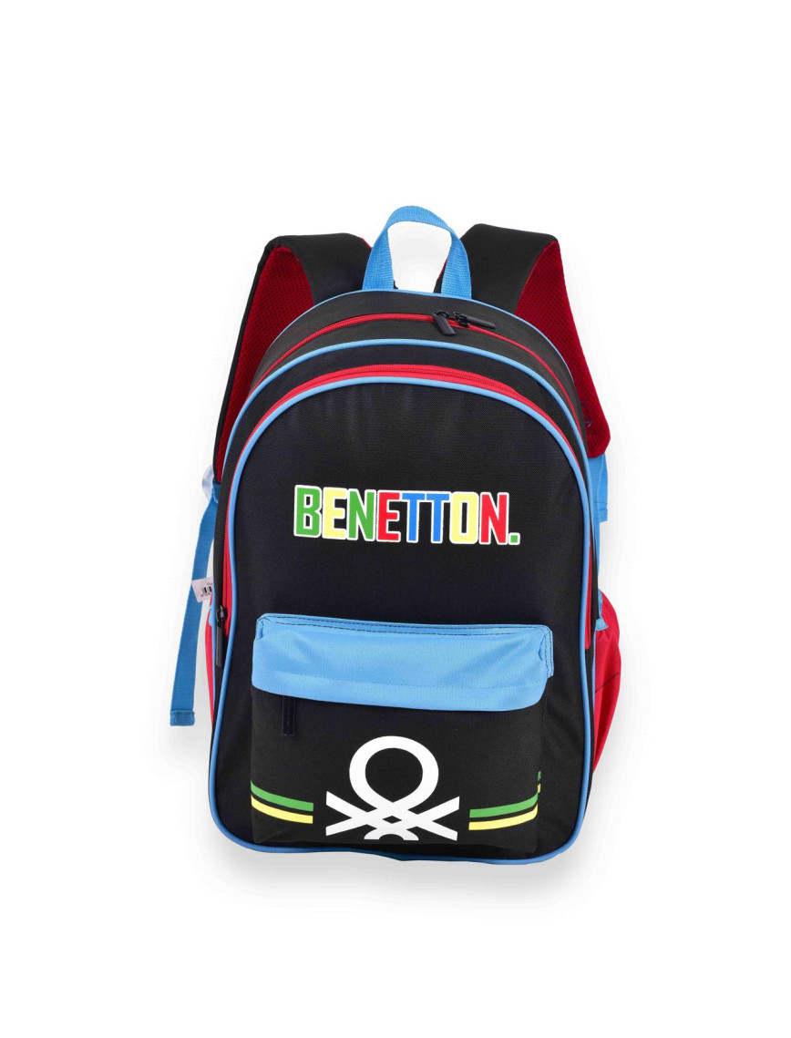 Erkek Çocuk Siyah Benetton Logolu Çift Bölme Sırt Çantası Erkek Çocuk Siyah Benetton Logolu Çift Bölme Sırt Çantası