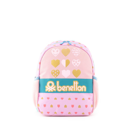 Kız Çocuk Pembe Kalp Desenli Benetton Yazılı Anaokul Çantası Kız Çocuk Pembe Kalp Desenli Benetton Yazılı Anaokul Çantası