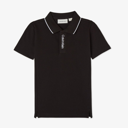 Calvin Klein Embro Logo Pique Çocuk Siyah Polo Calvin Klein Embro Logo Pique Çocuk Siyah Polo
