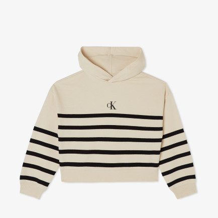Calvin Klein Logo Boxy Fit Stripes Çocuk Beyaz Sweatshirt Calvin Klein Logo Boxy Fit Stripes Çocuk Beyaz Sweatshirt