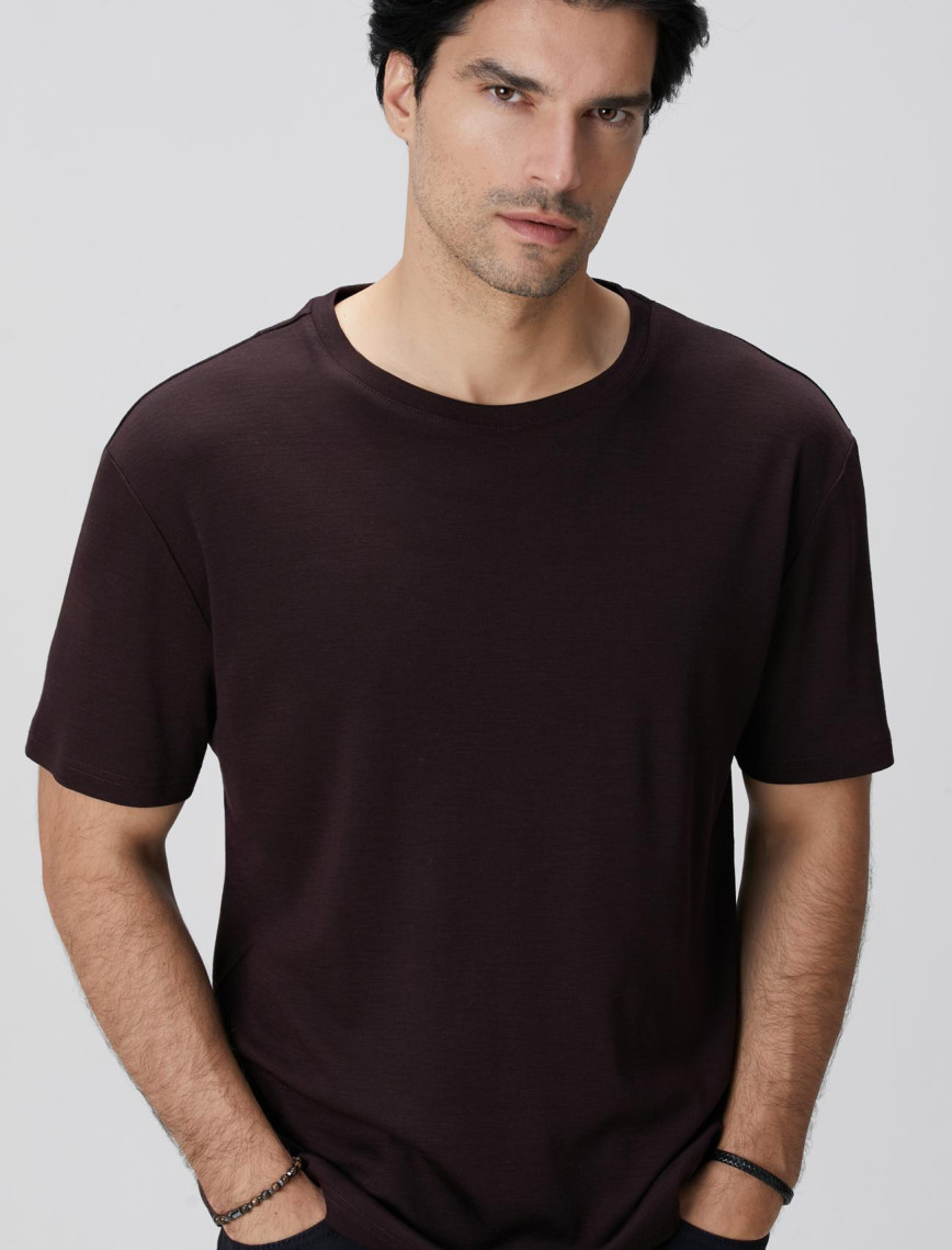Network Erkek Bordo Yün T-shirt Network Erkek Bordo Yün T-shirt