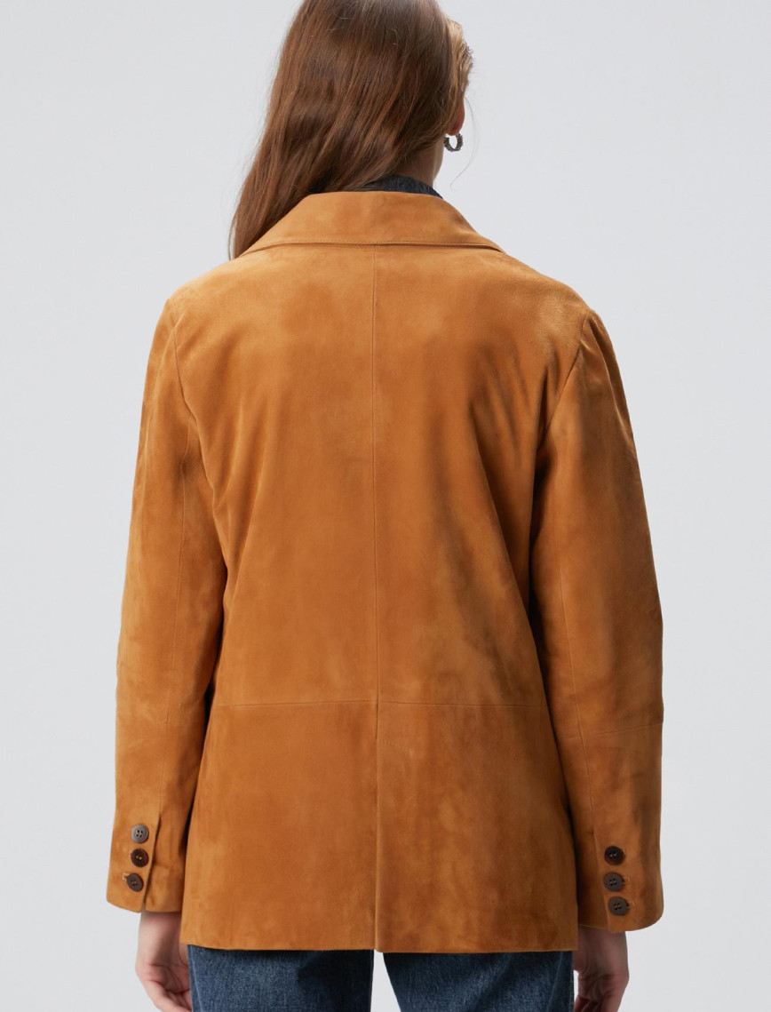 Network Kadın Camel Blazer Süet Deri Ceket Network Kadın Camel Blazer Süet Deri Ceket