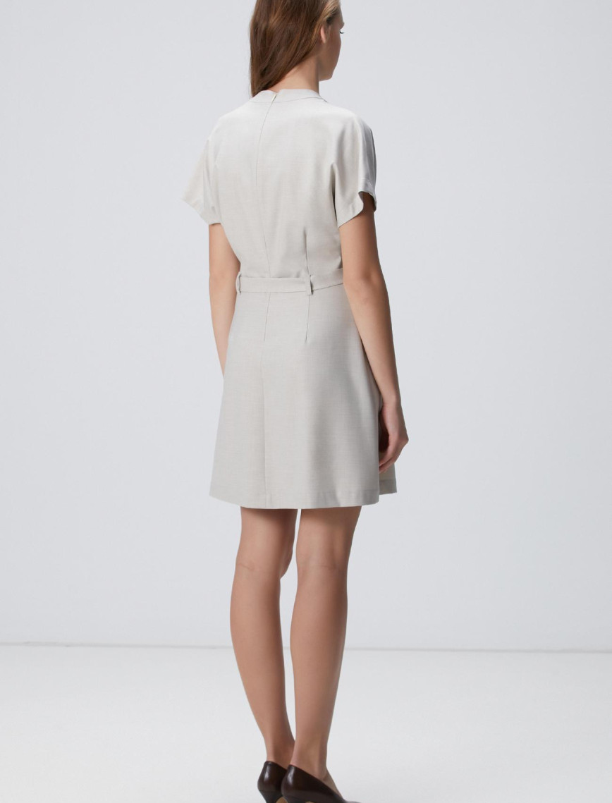 Network Kadın Bej Kemerli Mini Elbise Network Kadın Bej Kemerli Mini Elbise