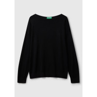 Kadın Sİyah %100 Viskoz Kayık Yaka Kazak Kadın Sİyah %100 Viskoz Kayık Yaka Kazak