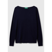 Kadın Lacivert %100 Viskoz Kayık Yaka Kazak Kadın Lacivert %100 Viskoz Kayık Yaka Kazak