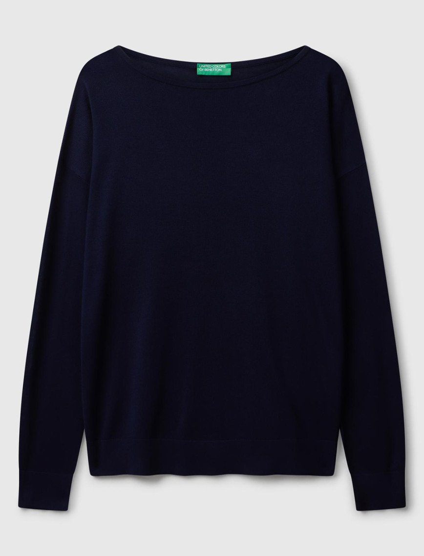 Kadın Sİyah %100 Viskoz Kayık Yaka Kazak Kadın Sİyah %100 Viskoz Kayık Yaka Kazak