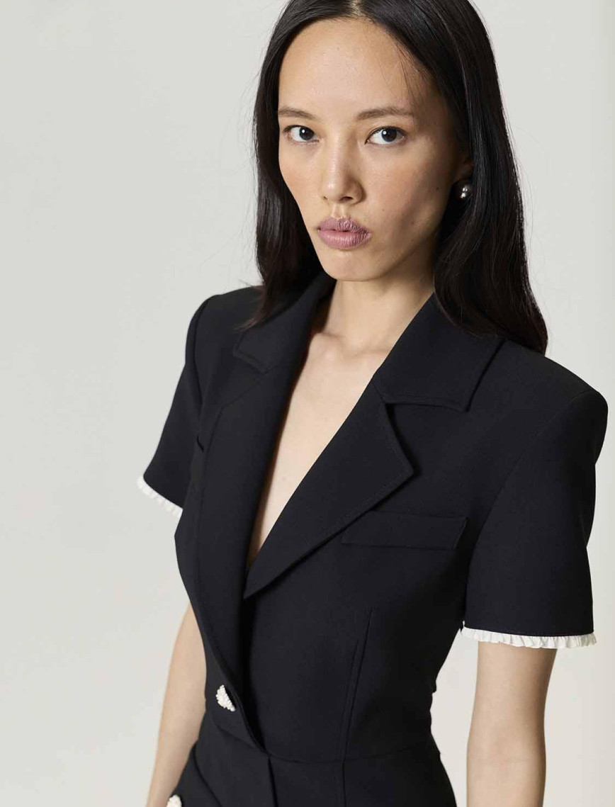 Çiçek Düğme Aksesuarlı Maxi Elbise