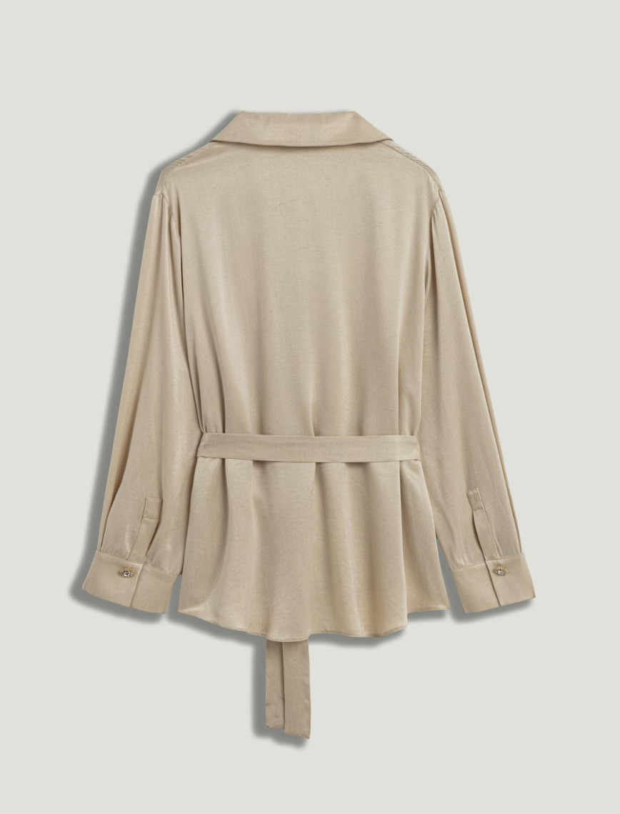 Belden Kuşak Bağlamalı Gömlek Belden Kuşak Bağlamalı Gömlek