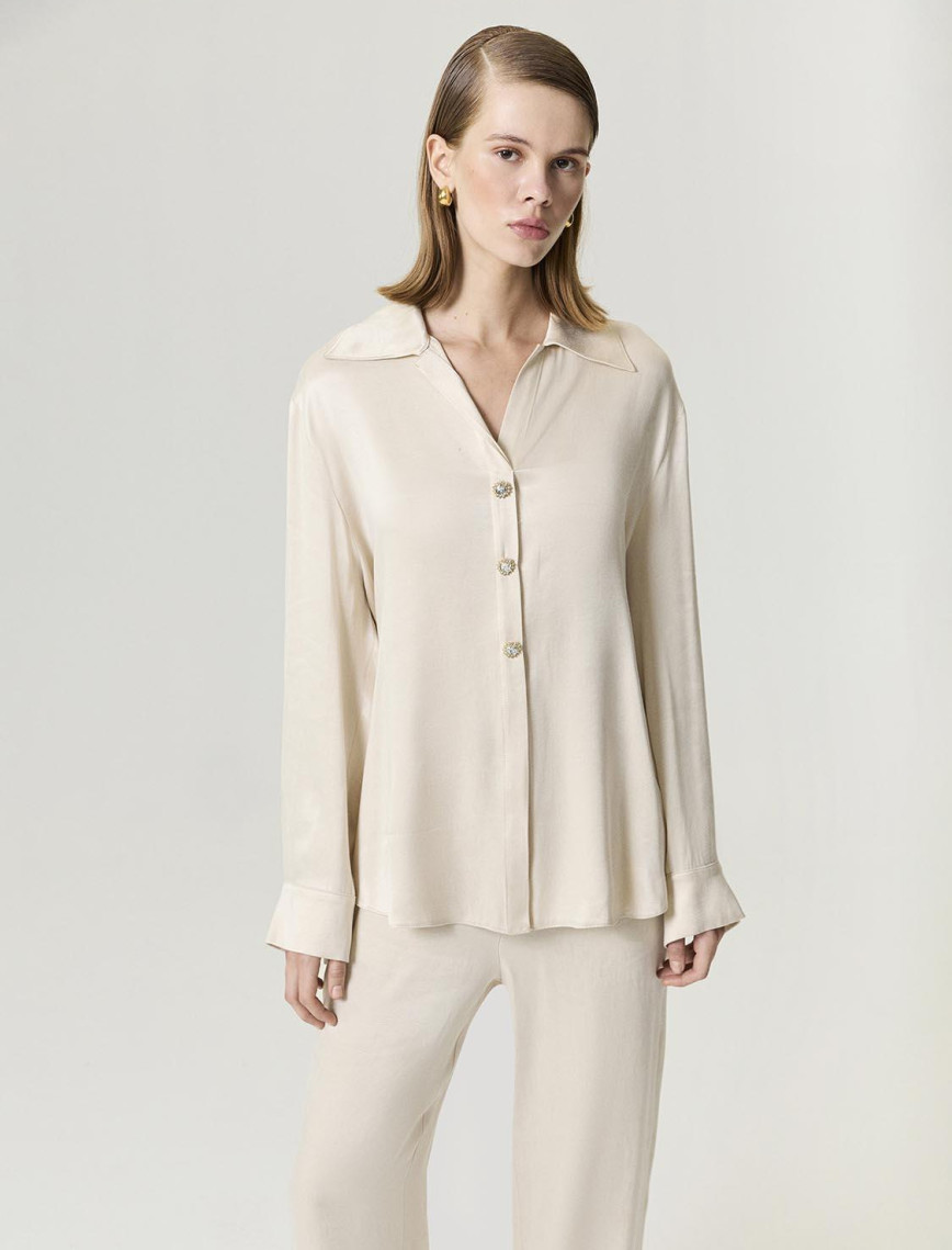 Belden Kuşak Bağlamalı Gömlek Belden Kuşak Bağlamalı Gömlek