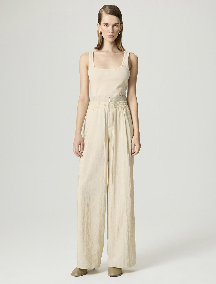 Elastik Bel ve Bağcık Detaylı Pantolon Elastik Bel ve Bağcık Detaylı Pantolon