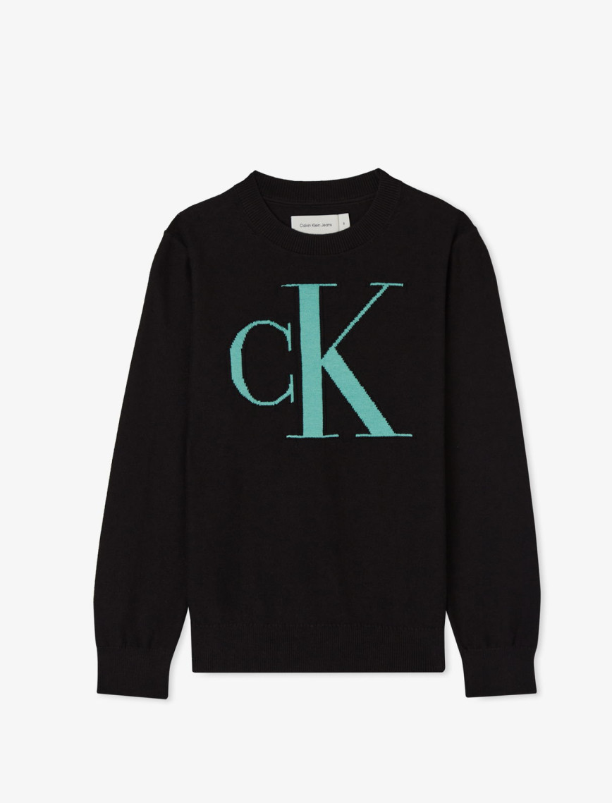 Calvin Klein Jeans Monogram Reg. Çocuk Siyah Kazak Calvin Klein Jeans Monogram Reg. Çocuk Siyah Kazak