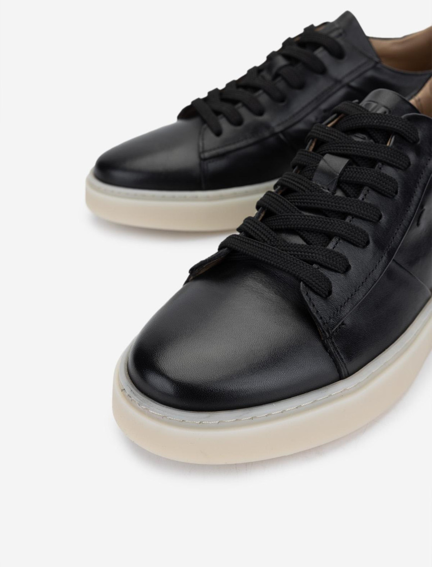 Valmenti Erkek Hakiki Deri Siyah Deri Sneakers & Spor Ayakkabı