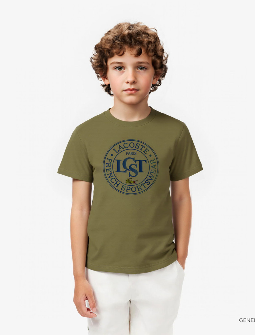 Lacoste Çocuk Bisiklet Yaka Baskılı Mavi T-Shirt Lacoste Çocuk Bisiklet Yaka Baskılı Mavi T-Shirt
