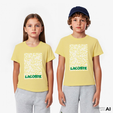 Lacoste Çocuk Bisiklet Yaka Baskılı Sarı T-Shirt Lacoste Çocuk Bisiklet Yaka Baskılı Sarı T-Shirt