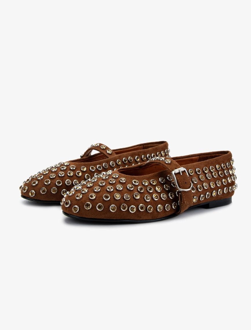 Valmenti Kadın Hakiki Deri Taba Süet Babet Ayakkabı