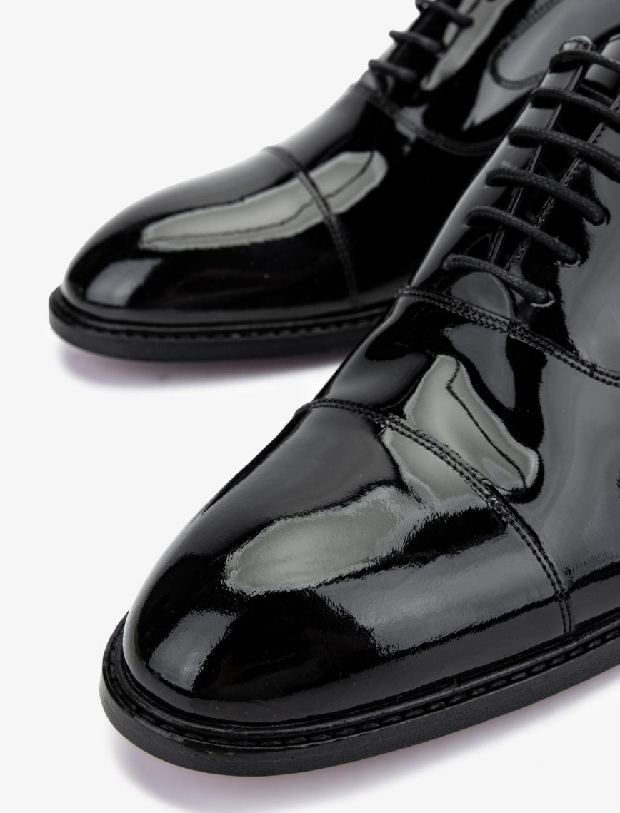 Valmenti Erkek Hakiki Deri Siyah Rugan Klasik Ayakkabı