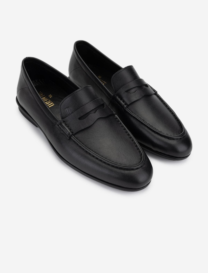 Valmenti Erkek Hakiki Deri Siyah Loafer Ayakkabı