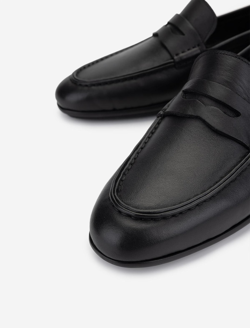 Valmenti Erkek Hakiki Deri Siyah Loafer Ayakkabı