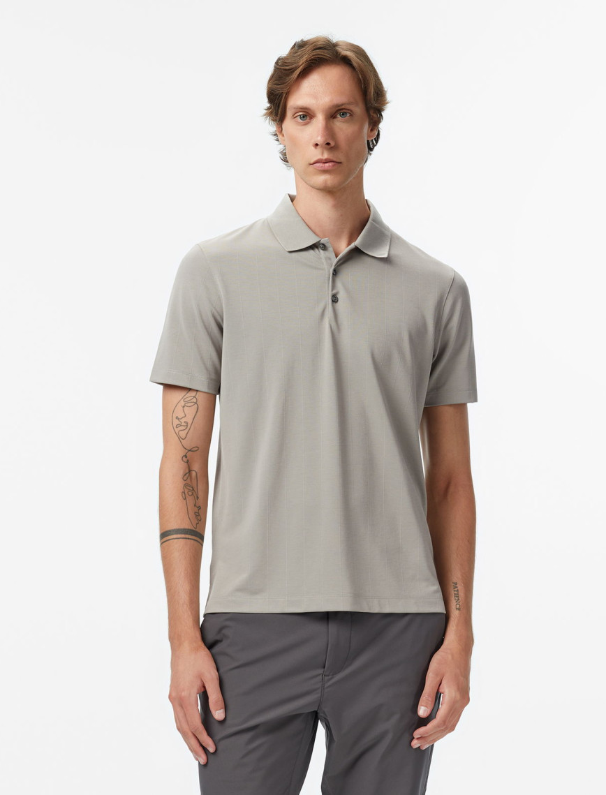 Calvin Klein Stripe Strech Jacquard Erkek Siyah Polo