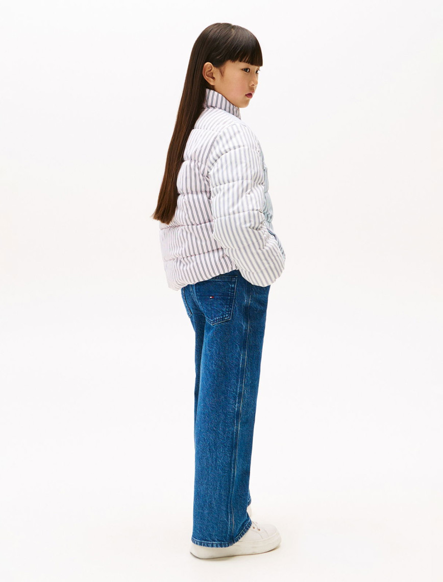 Tommy Hilfiger Mixed Stripe Puffer Çocuk Pembe Mont Tommy Hilfiger Mixed Stripe Puffer Çocuk Pembe Mont