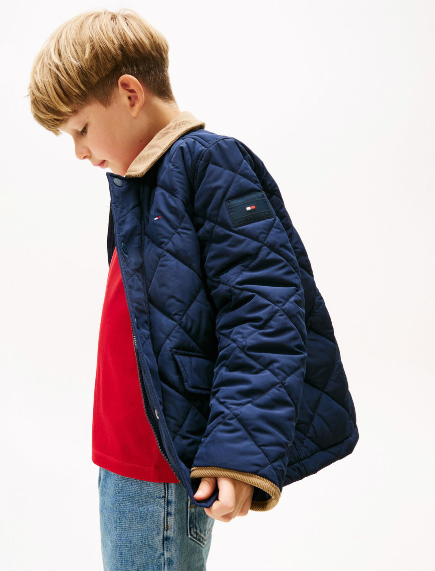 Tommy Hilfiger Contrast Collar Quilted Çocuk Mavi Ceket Tommy Hilfiger Contrast Collar Quilted Çocuk Mavi Ceket