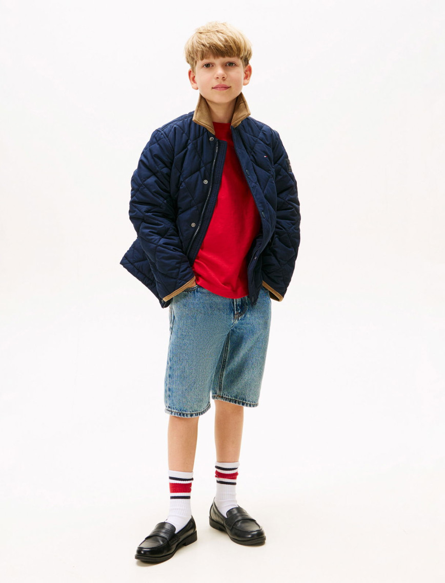 Tommy Hilfiger Contrast Collar Quilted Çocuk Mavi Ceket Tommy Hilfiger Contrast Collar Quilted Çocuk Mavi Ceket