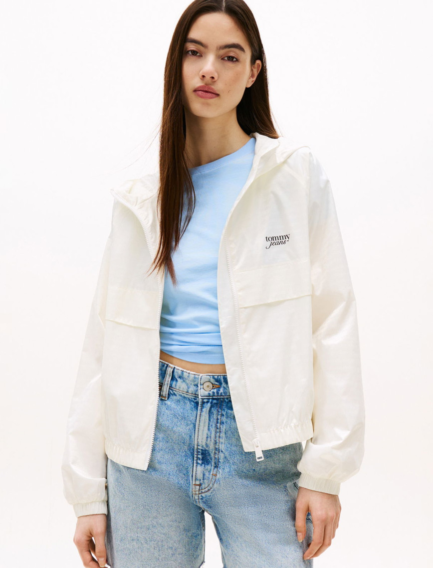 Tommy Hilfiger Repeat Logo Water Repellant Kadın Beyaz Ceket Tommy Hilfiger Repeat Logo Water Repellant Kadın Beyaz Ceket